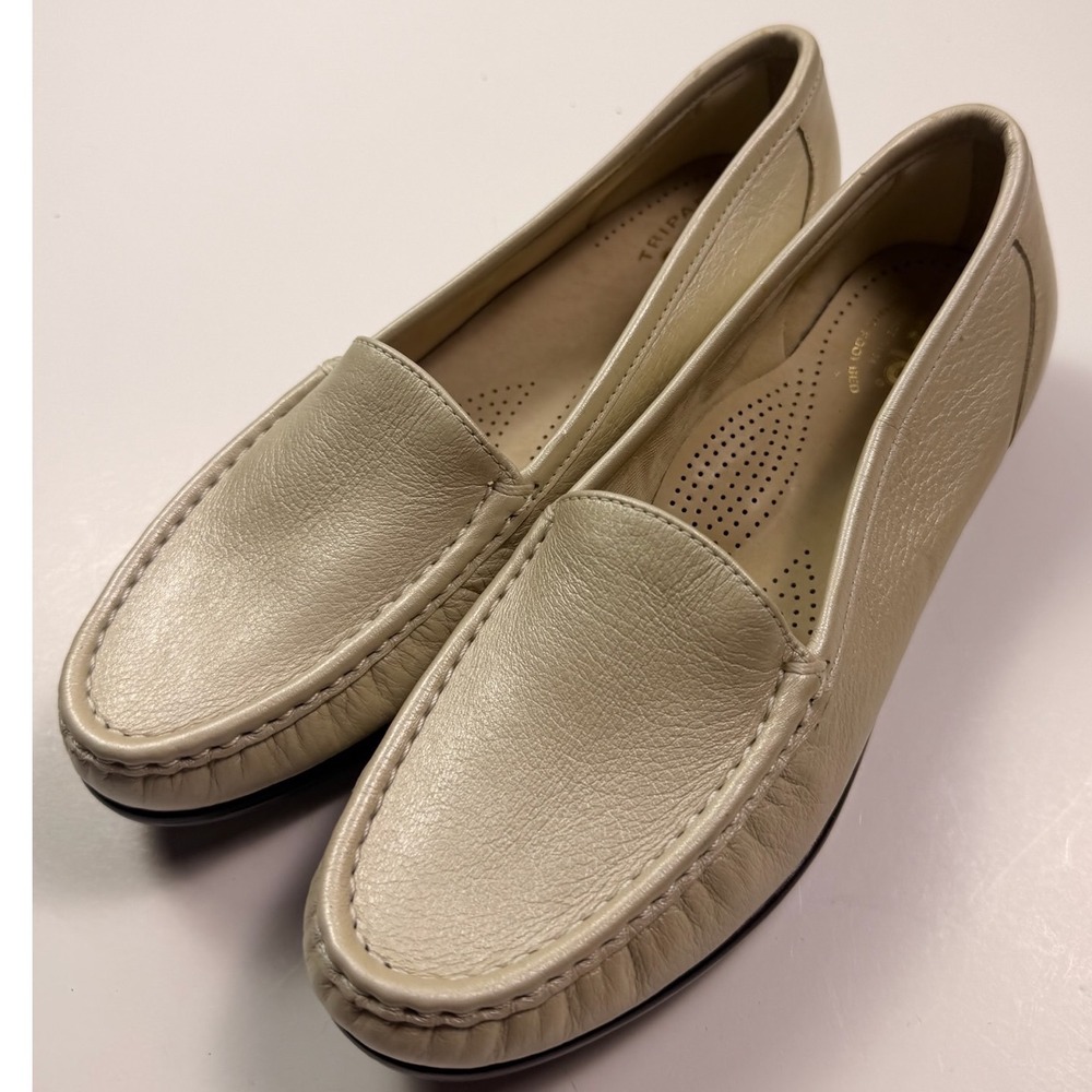 SAS Tripad Comfort Loafers Womens 7.5 M Champagne Metallic Orthotic Leather